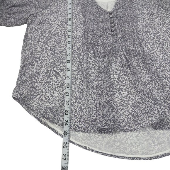 1. State Womens V-Neck Blouse L Light Purple & White Floral Print Polyester - Picture 5 of 10